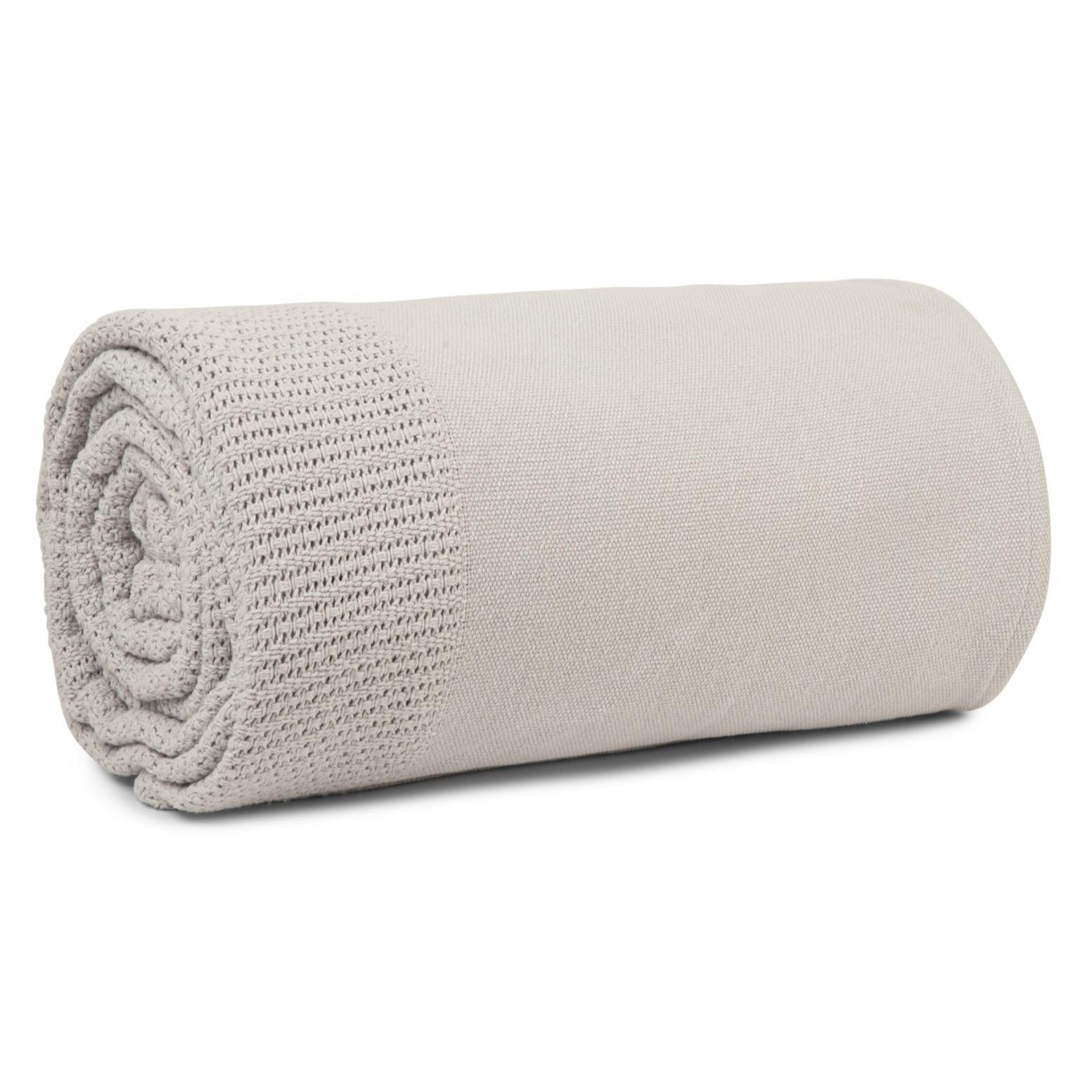 100 Cotton Cellular Blankets Light Grey 180cm x 230cm